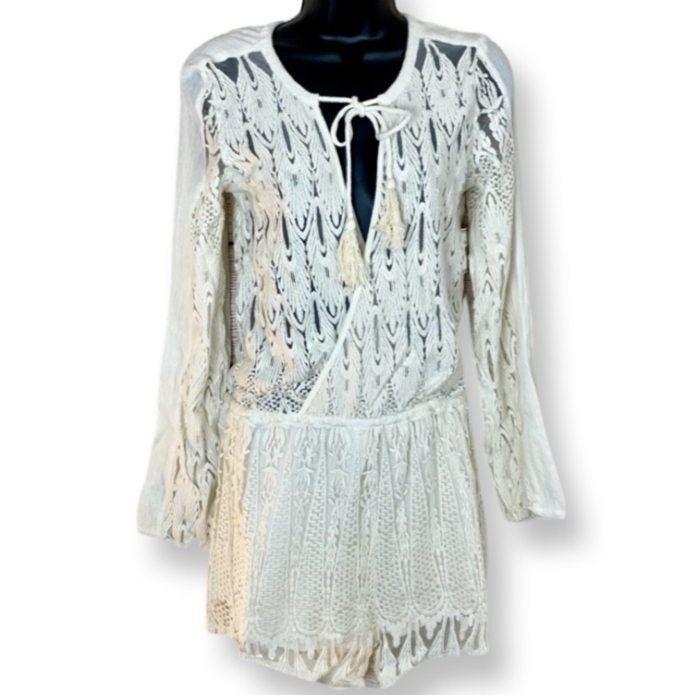 Volcom Gympsum Bone Long Sleeve Romper Size Small